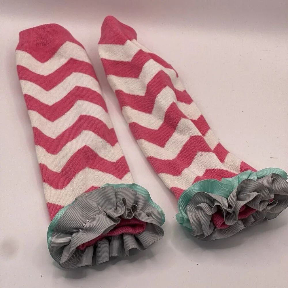 Baby Legs Pink Leg Warmers Infant Toddler One Size Crawling Ruffles Chevron